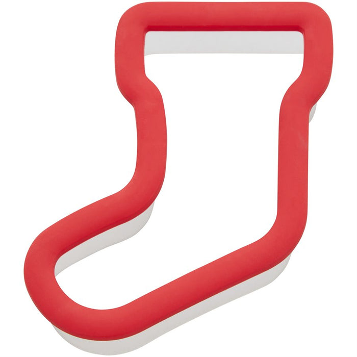 Wilton Christmas stocking cookie cutter 3 inch red grippy plastic for holiday cookies, Christmas baking and fondant decorating
