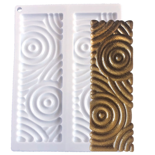 Swirl silicone impression mat creating decorative spiral texture patterns on fondant, gum paste, chocolate, mousse cakes, and professional cake decorating projects.