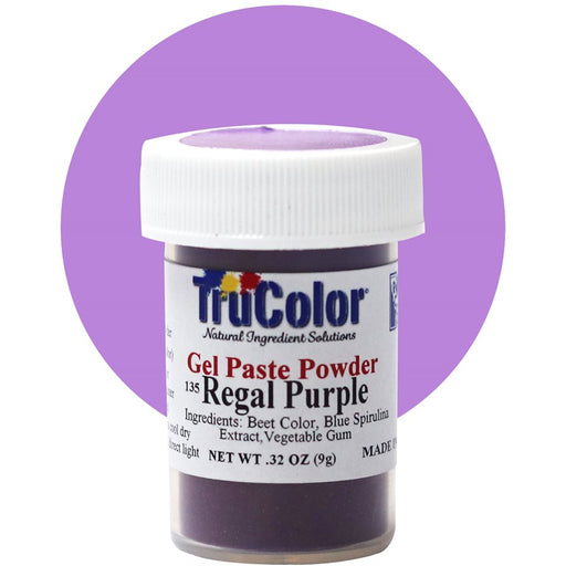 TruColor Regal Purple natural gel paste food coloring powder for cakes, buttercream, fondant, cookies, and dessert decorating.