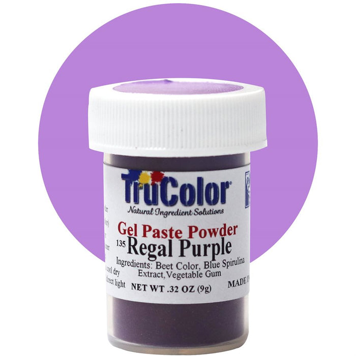 TruColor Regal Purple natural gel paste food coloring powder for cakes, buttercream, fondant, cookies, and dessert decorating.
