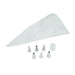 6 piece stainless steel piping tip set with reusable piping bag and coupler for cake decorating, cupcake frosting, borders, stars, and icing designs.