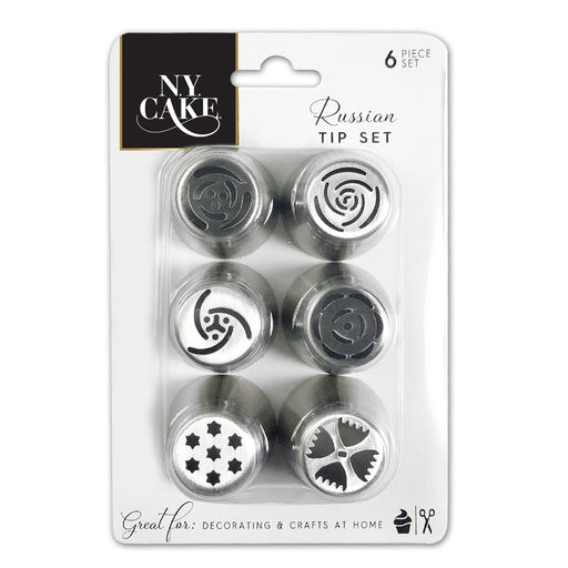 6-piece Russian stainless steel piping tip set with flower decorating tips,  for cake and cupcake decorating.