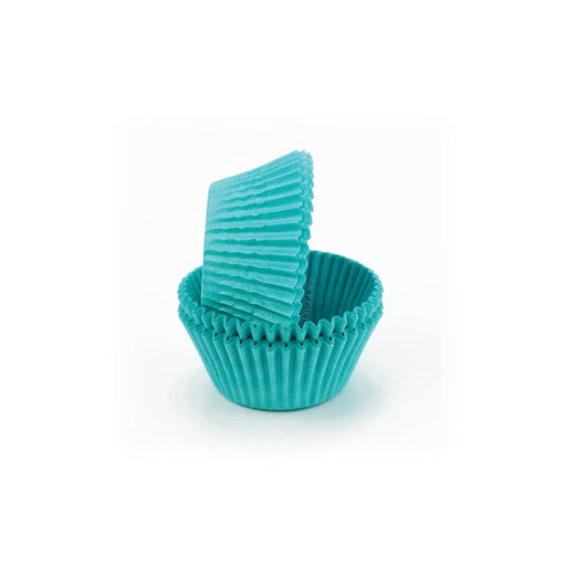 Teal greaseproof mini cupcake baking cup liners for mini cupcakes, muffins, candies, chocolates, and bite-sized desserts.