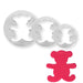 Teddy Bear Cookie Cutter Set of 3 for making fondant decorations, cookies, baby shower treats and birthday cake toppers.