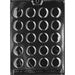 Thin peppermint patty chocolate candy mold with 24 round cavities measuring 1 5/16 inch diameter by 1/4 inch deep