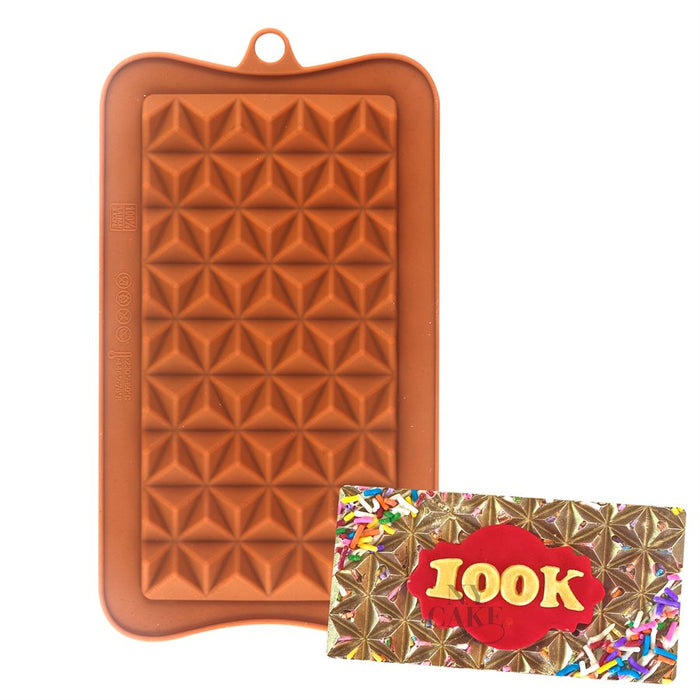 Tiny Origami Bar silicone chocolate mold by NY Cake for geometric chocolate bars, candy making, fondant, gummies, and dessert treats.