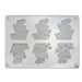 Topsy Turvy 2-piece acrylic chocolate mold with six decorative character cavities for creating detailed chocolates, fondant decorations, and confectionery designs.