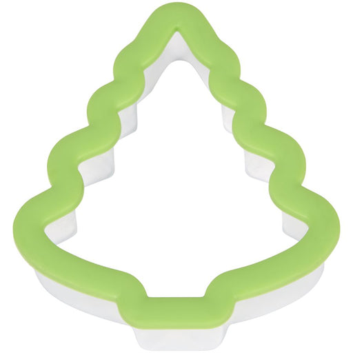 Wilton Christmas tree cookie cutter 3 inch light green grippy plastic cutter for holiday baking, Christmas cookies and fondant decorating
