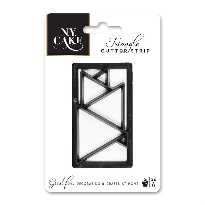 Triangle cutter strip with four triangle sizes for cookies, fondant, gum paste, pie dough and cake decorating.