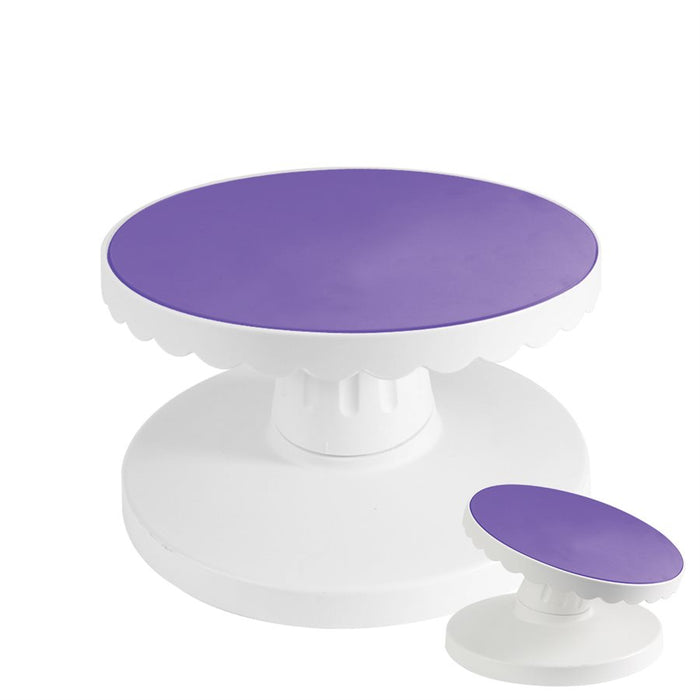 tilting cake turntable 9 inch rotating decorating stand purple