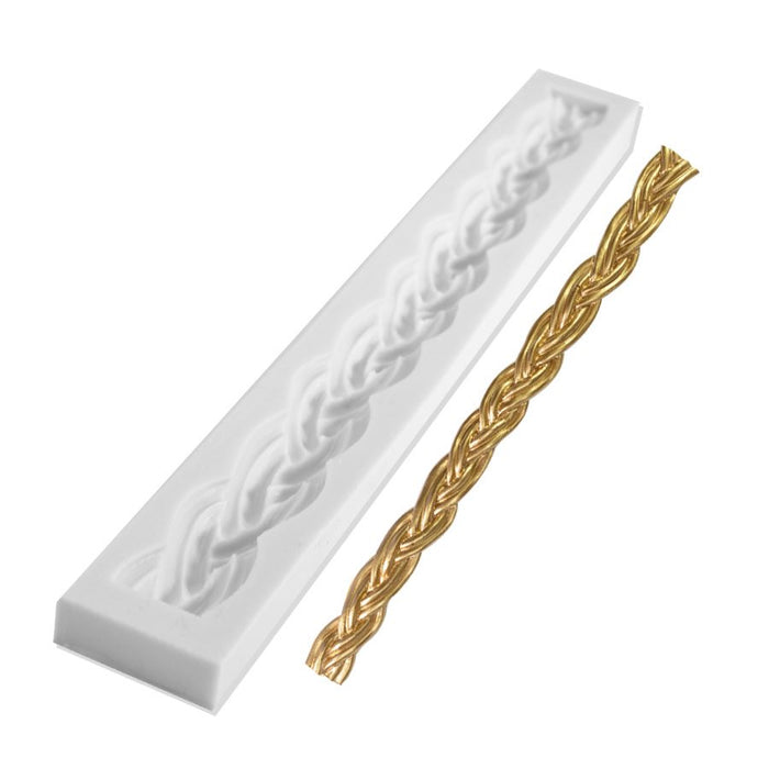 Twisted rope border silicone fondant mold for cake decorating, chocolate, gum paste, and fondant designs
