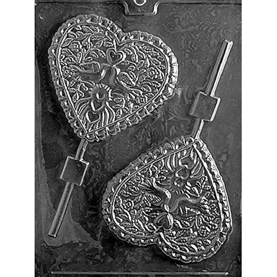 Large Heart with Doves Lollipop Chocolate Candy Mold - NY Cake | Cake Decorating & Baking Supplies