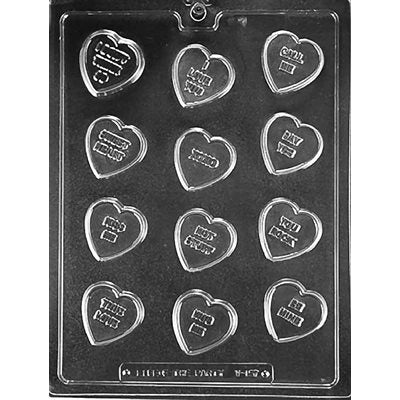 Heart Phrases Chocolate Candy Mold - NY Cake | Cake Decorating & Baking Supplies