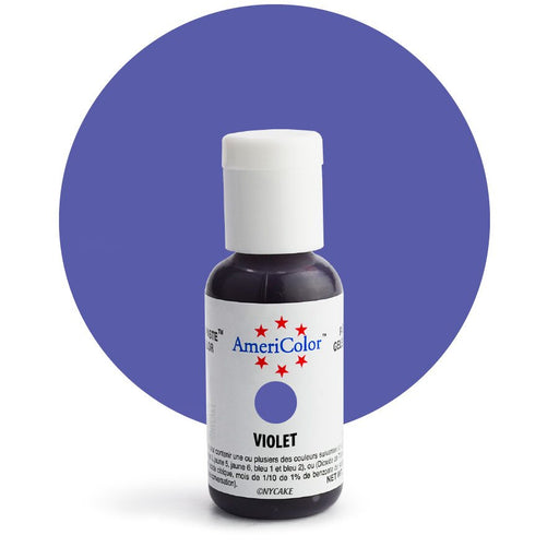 AmeriColor Violet Soft Gel Paste food coloring .75 oz bottle for cake decorating, buttercream, fondant, royal icing, cookies, and bakery desserts.