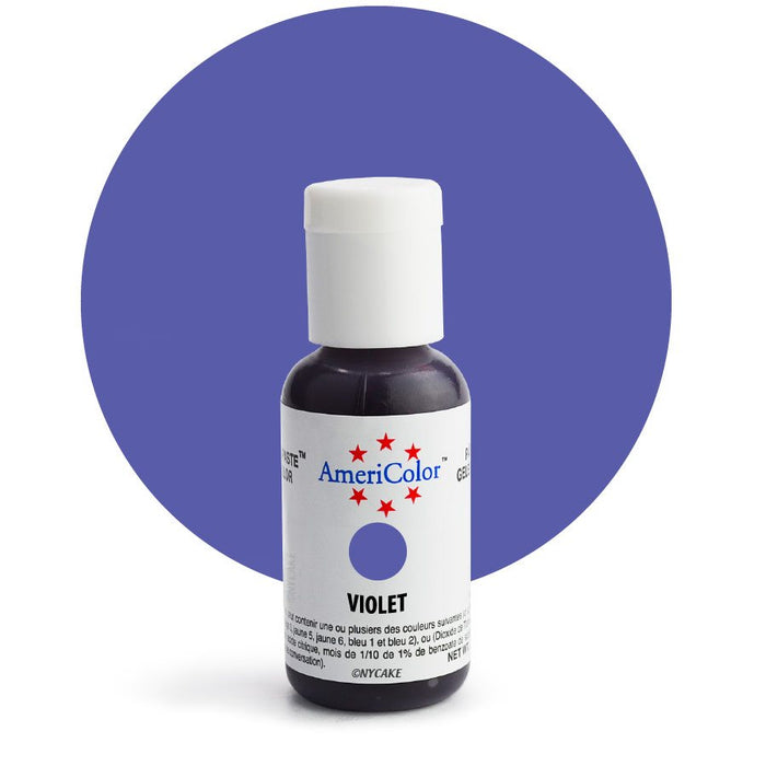 AmeriColor Violet Soft Gel Paste food coloring .75 oz bottle for cake decorating, buttercream, fondant, royal icing, cookies, and bakery desserts.