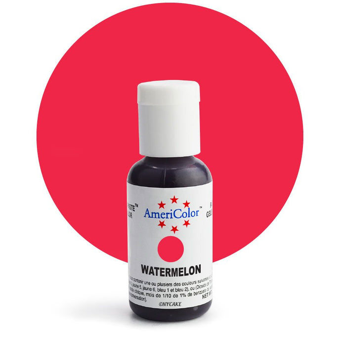 AmeriColor Watermelon Soft Gel Paste food coloring .75 oz bottle for cake decorating, buttercream, fondant, royal icing, cookies, and bakery desserts.