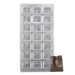 Polycarbonate chocolate mold with 21 wave-pattern cavities for creating smooth, glossy bon bons, truffles, and artisan chocolates.