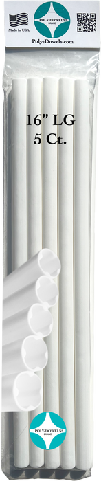 Poly-Dowels Cake Support Rods 16 Inch x 5/8 Inch | Heavy Duty Cake Dowels