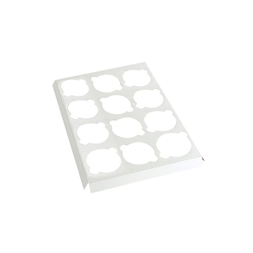White paperboard cupcake insert for 12 mini cupcakes compatible with bakery box CUP025