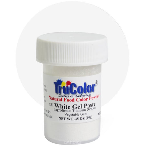 TruColor White natural gel paste food coloring powder for buttercream, fondant, royal icing, cakes, cookies, and dessert decorating.