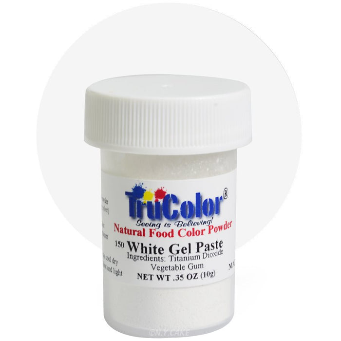 TruColor White natural gel paste food coloring powder for buttercream, fondant, royal icing, cakes, cookies, and dessert decorating.