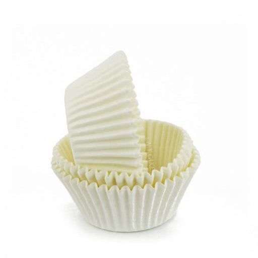 White greaseproof standard-size cupcake baking cup liners for cupcakes, muffins, and other baked treats.