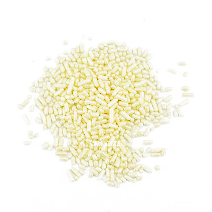 White Pearl Jimmies Sprinkles for cakes cupcakes and desserts