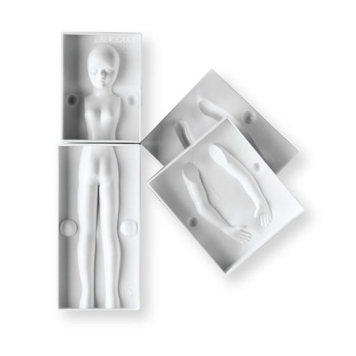 6-piece silicone fondant mold set for creating 3D adult female figures with torso, arms, and legs for cakes, fondant, gum paste, and modeling chocolate.