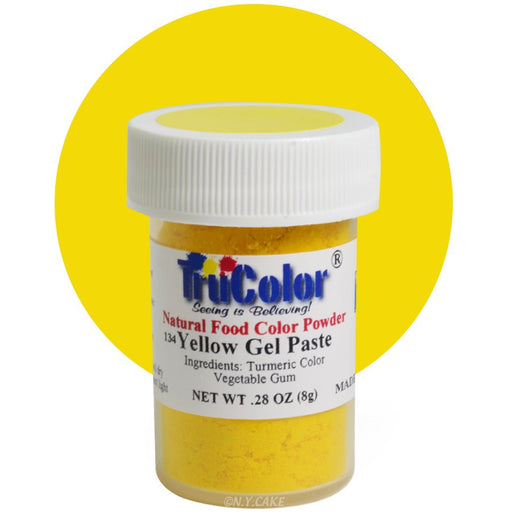 TruColor Yellow natural gel paste food coloring for buttercream, fondant, cakes, cookies, macarons, and dessert decorating.