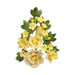 Handmade yellow rose spray sugar flowers with green leaves for wedding cakes, birthday cakes, and elegant edible cake decorations.