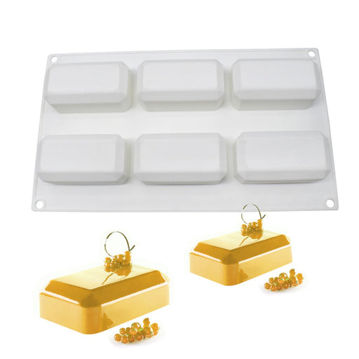 Brick silicone baking mold for chocolate, cake, and dessert creations with 6 cavities