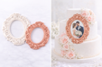 cake decorated with fondant oval picture frame edible design