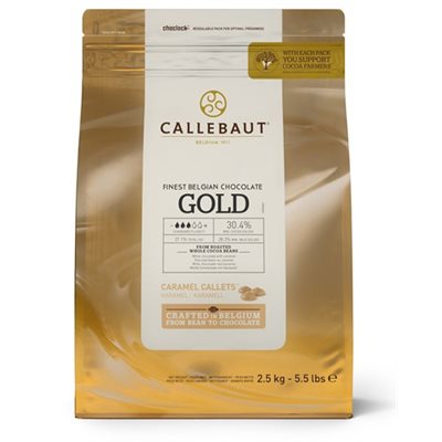 Gold Caramel Callets 30.4% By Callebaut 5.5 lb - NY Cake | Cake Decorating & Baking Supplies