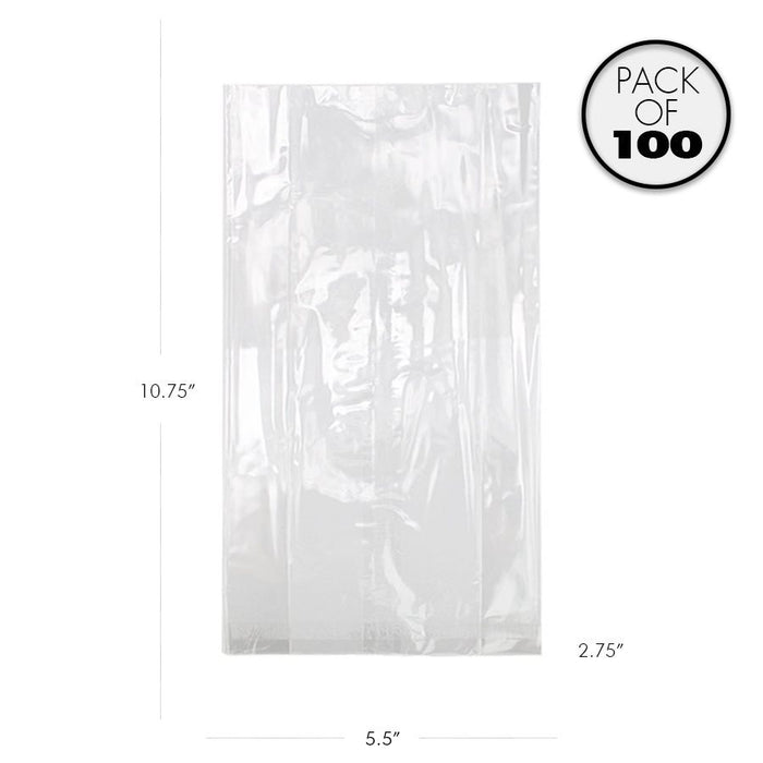 Clear cellophane bags 5.5 x 2.75 x 10.75 inch pack of 100 for cookies and candy