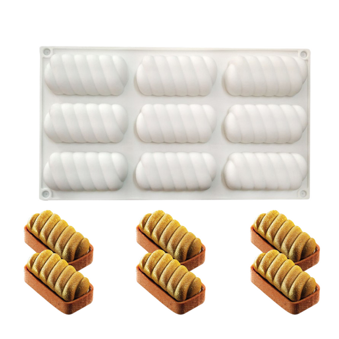 Cookie silicone baking mold for chocolate, dessert bars, and baked treats with 9 cavities