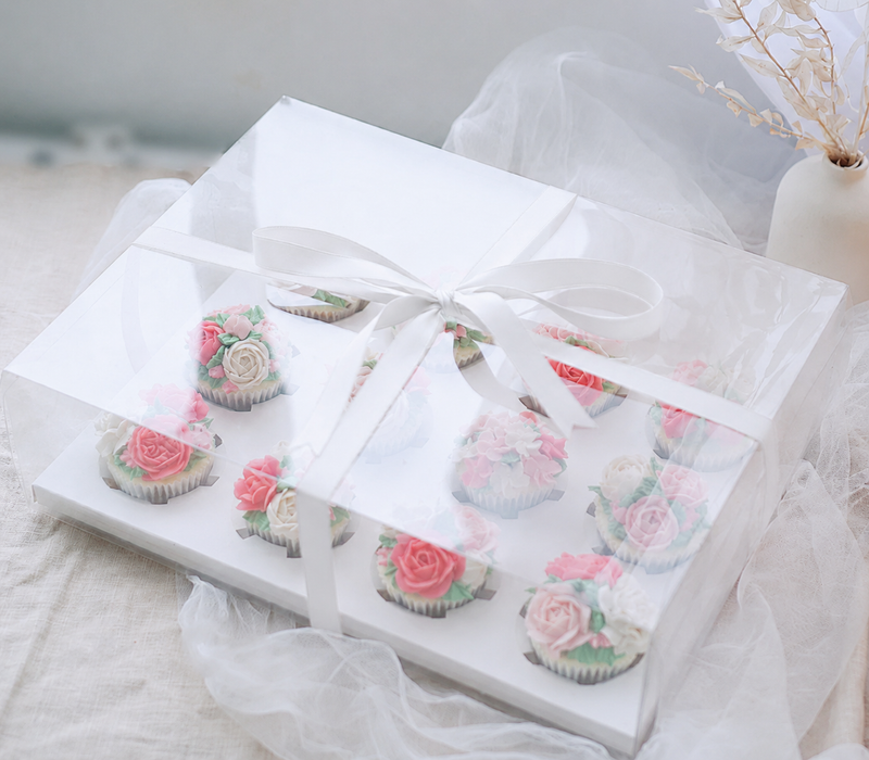 Clear Window Cupcake Box with Ribbon – 12 Cavity Standard Cupcake Box | NY Cake