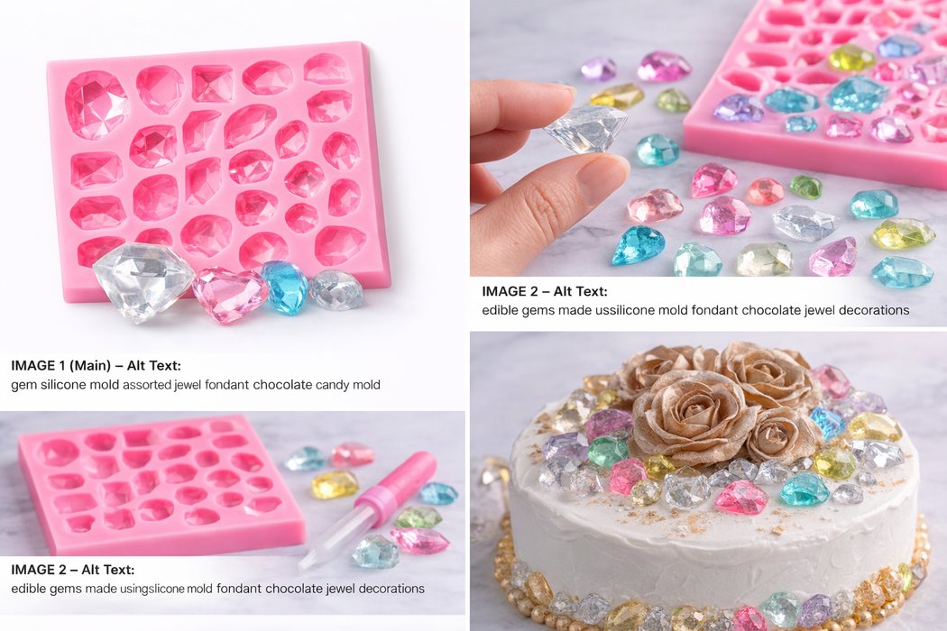 edible gems made using silicone mold fondant chocolate jewel decorations
