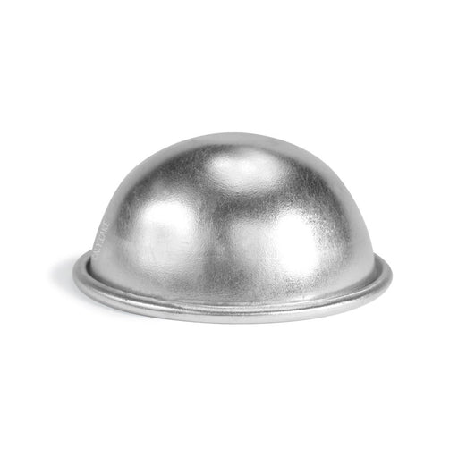 3.5 inch aluminum hemisphere cake pan for ball cakes, dome desserts, mousse cakes, and novelty baking creations.