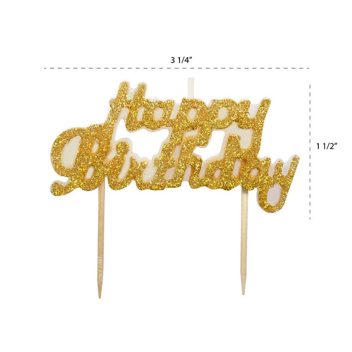 Gold Glitter Happy Birthday Candle - NY Cake | Cake Decorating & Baking Supplies