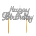 Silver Glitter Happy Birthday Candle - NY Cake | Cake Decorating & Baking Supplies