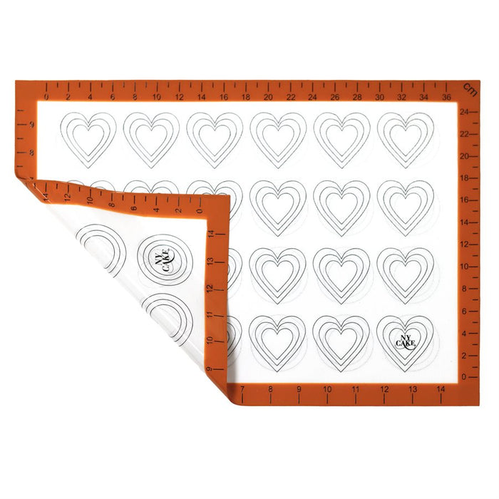 heart shape macaron baking mat double sided silicone with round and heart guides