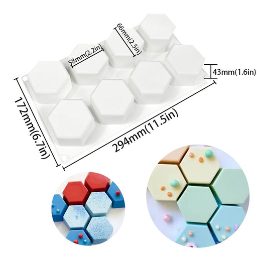 Hexagon shaped mousse desserts made using silicone baking mold