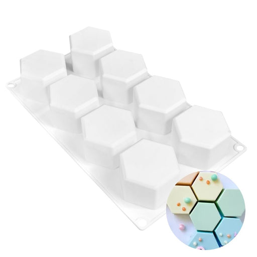 Hexagon silicone baking mold for geometric mini cakes and mousse desserts