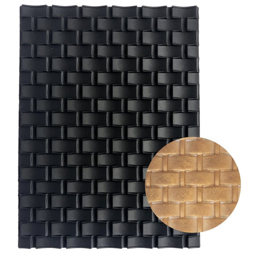 Basket weave silicone fondant impression mat for textured cake decorating, fondant embossing, chocolate work, and pastry dessert designs