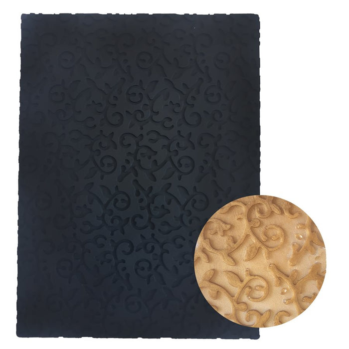 Vine silicone fondant impression mat for wedding cakes, floral cake decorating, textured fondant embossing, and bakery dessert designs