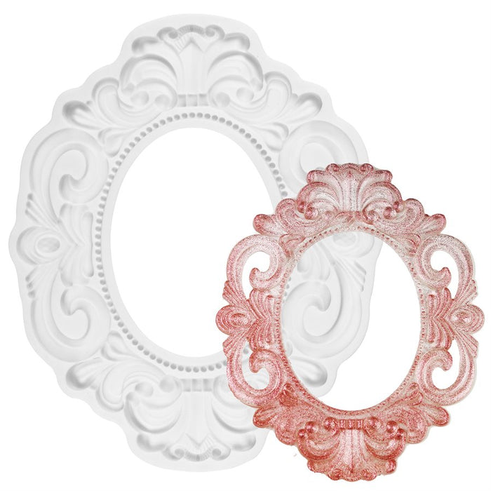 oval frame silicone mold for fondant chocolate cake decorating