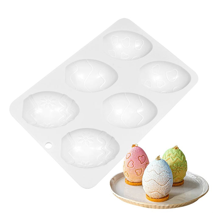 Patterned egg silicone mold for chocolate Easter eggs and dessert creations