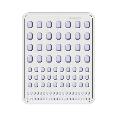 Rectangle gem and jewel candy mold with 98 rectangular cavities in three sizes