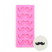 Pink mustache silicone fondant mold with multiple mustache cavities for cake decorating, cupcakes, cookies, chocolate, and novelty desserts.