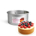 Anodized aluminum springform cheesecake pan with removable bottom and easy-release latch, available in 6-inch and 9-inch sizes for cheesecakes and specialty desserts.